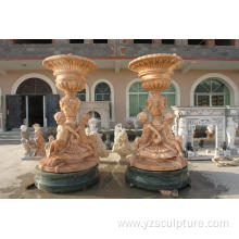 Large Marble Flowerpot with Children Statue